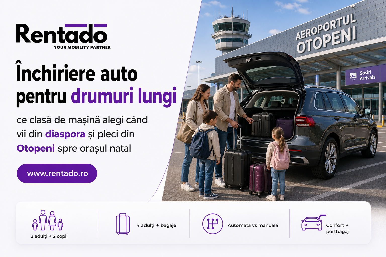 Închiriere auto pentru drumuri lungi ce clasă de mașină alegi când vii din diaspora și pleci din Otopeni spre orașul natal