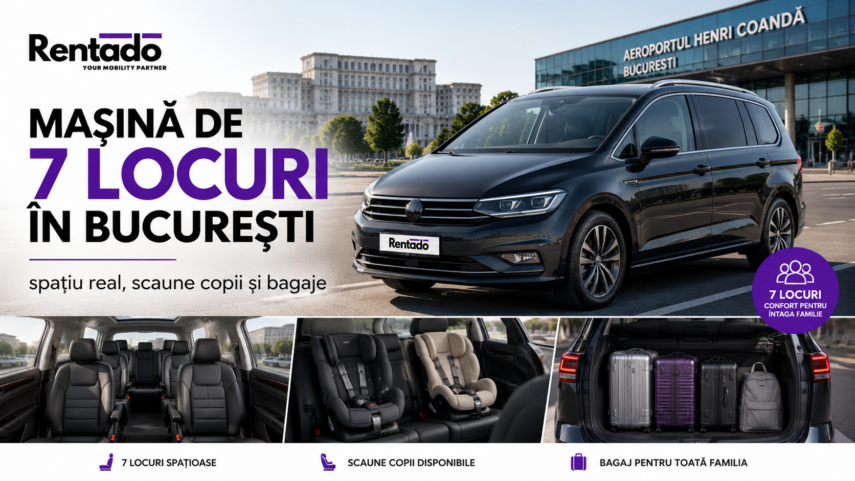 Mașină de 7 locuri în București spațiu real, scaune copii și bagaje